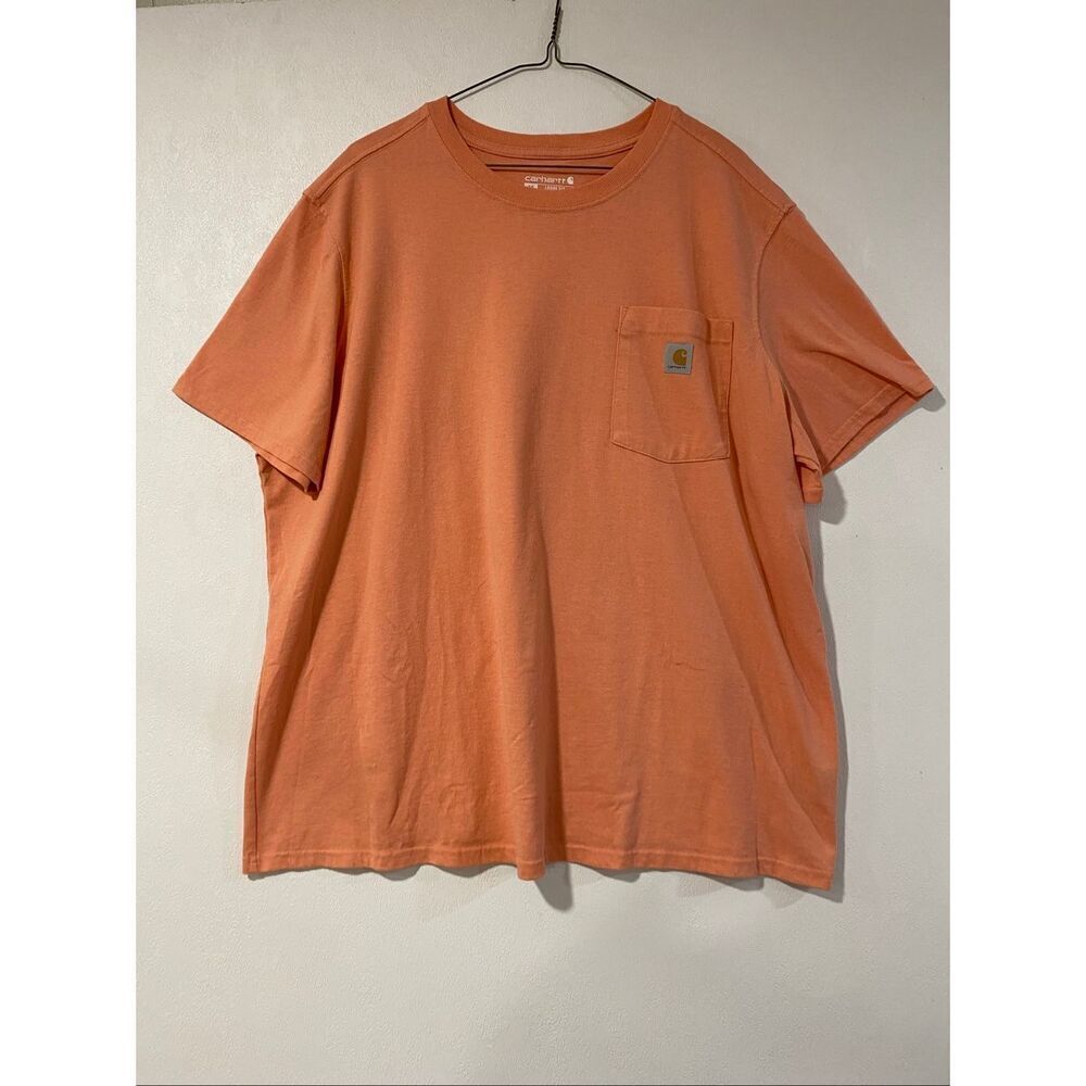 Carhartt Pocket T-Shirt 2X Loose Fit Orange Workwear Logo Tee Mens